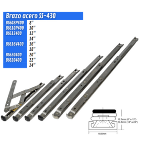 Brazo acero inoxidable 430 para ventana proyectante | ALUACE