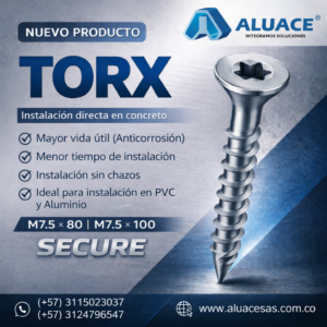 Tornillo Torx para Concreto – Instalación en Aluminio y PVC sin Chazos