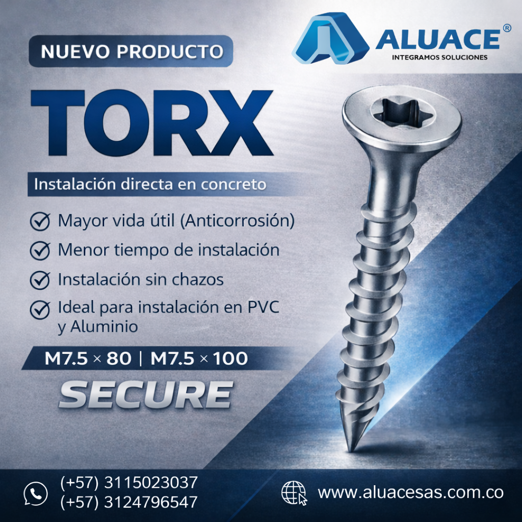 Tornillo Torx para Concreto – Instalación en Aluminio y PVC sin Chazos